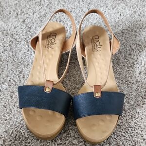 Navy and Tan Women's Sandals